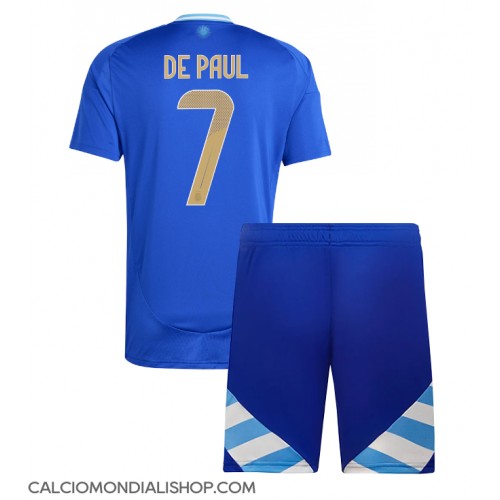 Maglie da calcio Argentina Rodrigo De Paul #7 Seconda Maglia Bambino Copa America 2024 Manica Corta (+ Pantaloni corti)